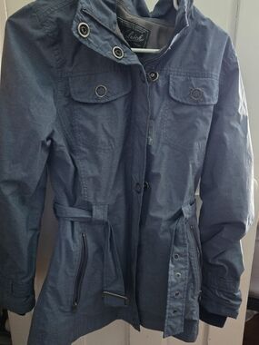 Lightweight Blue Utility Jacket with Belted Waist by Unbranded